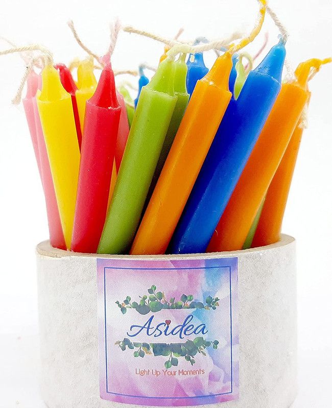 Msquare Supplies Plain Stick Candles for Diwali Decoration, Festival, Celebration (200) Candle  (Multicolor, Pack of 200)