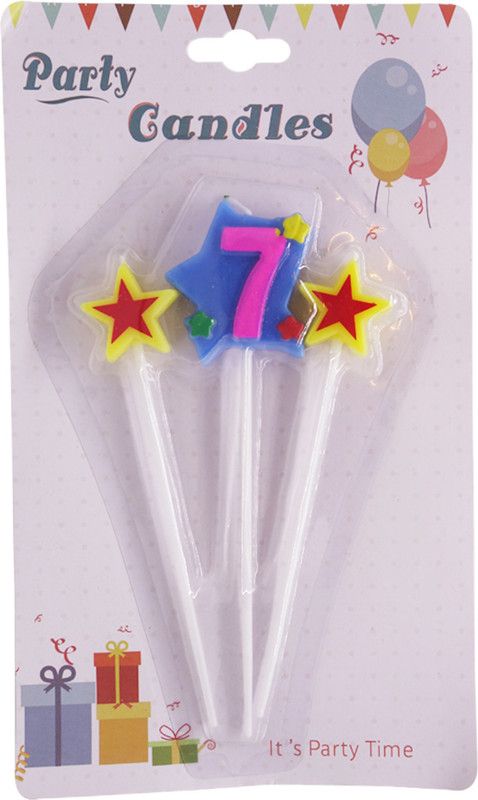 FUNCART Two star numerical number 7 cake Candle  (Multicolor, Pack of 1)