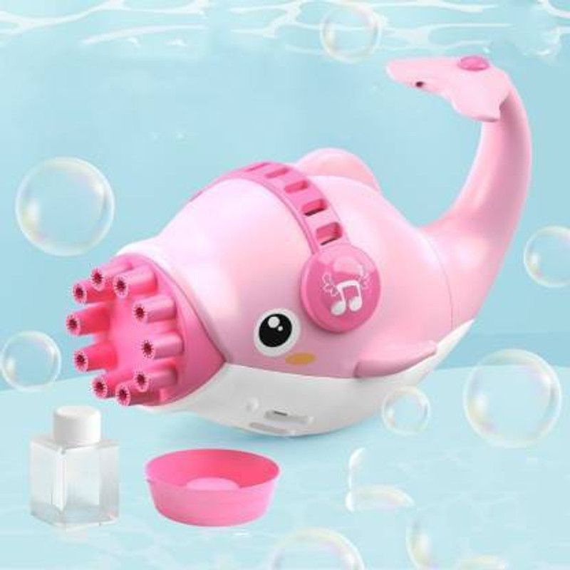 WHITE POPCORN Electric Bubble Machine for Kids or Toddlers, New Dolphin Gatling Bubble Gun Toy Bubble Maker