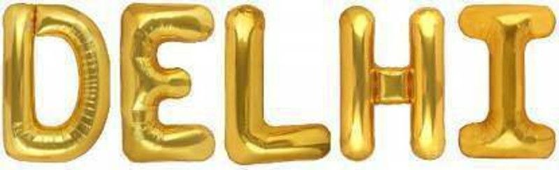 Raze Solid Solid "DELHI" Decoration Golden Alphabet Foil Balloon For Birthday/Celebration/Surprise/Wedding Party Letter Balloon (Gold, Pack of 5) Letter Balloon  (Gold, Pack of 5)