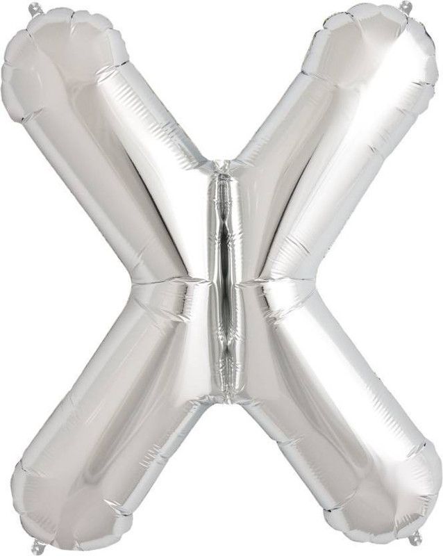 De-Ultimate Solid Silver Color Alphabet (X) 3D Foil Letter Balloon  (Silver, Pack of 1)