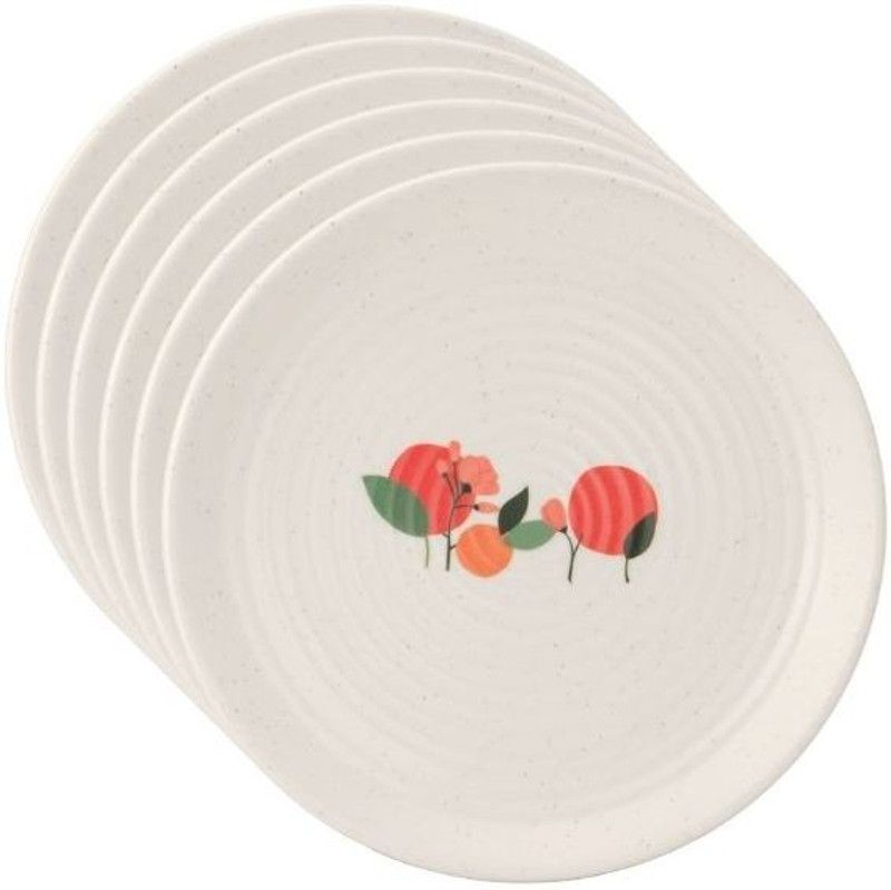Living Roots 6Pc Melamine Dinner Plate "8Inches"(LR-QP4-008) Quarter Plate  (Pack of 6, Microwave Safe)