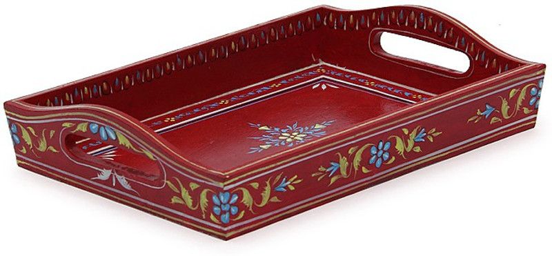 Kaushalam Small Painted: Red Tray