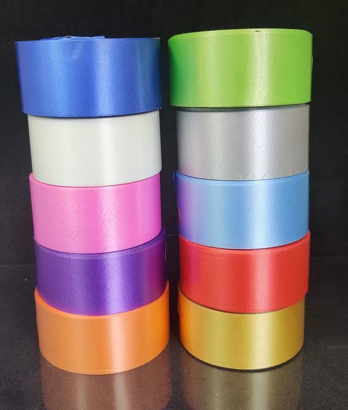 Kigssk Enterprises Pack of 10 Pcs Party Balloon Plastic Curling Ribbon Multicolour 10 Mtr Each Multicolor PP (Polypropylene) Ribbon  (Pack of 10)