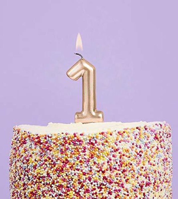INFISPACE Chrome Gold Number Cake Candle for Birthday/ Anniversary (1) Candle  (Gold, Pack of 1)