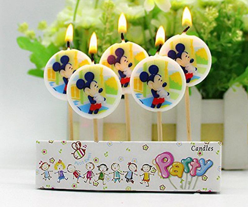AMFIN (Pack of 5) Mickey Mouse Character Candles For Birthday Decoration, Decoration for 1st Birthday , Baby Shower Candle  (Multicolor, Pack of 5)