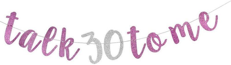 Festiko Purple Glitter Talk Thirty to Me Banner for Happy 30th Birthday Banner,Dirty 30, Banner  (10 ft, Pack of 1)