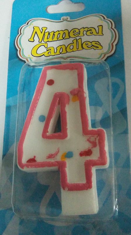 FUNCART Red dotted number 4 candle Candle  (Multicolor, Pack of 1)