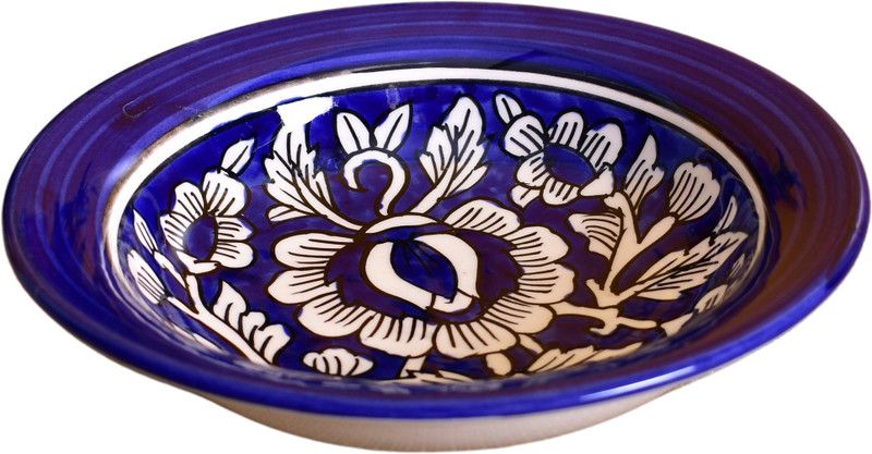 Kunhar Ceramic Pasta Plate, Soup Plate, 1 Piece, Mughal Painting Blue (8 Inch) Half Plate  (Microwave Safe)