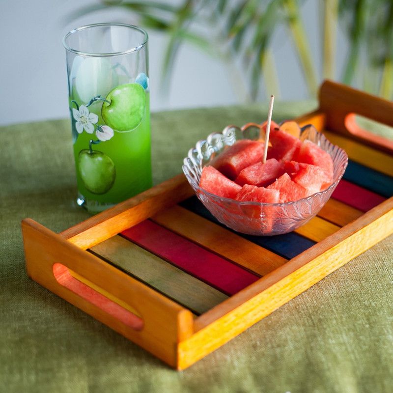 ExclusiveLane Multicolored Sheesham Wooden Tray