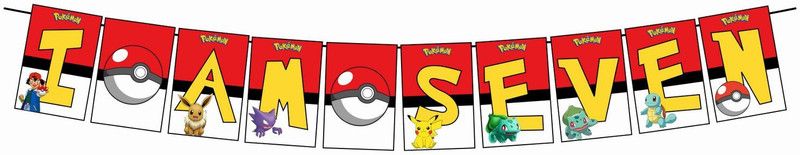 Balloonistics Pokemon Theme I Am 7 Happy Birthday Banner for Background and Party Decorations Banner  (4 ft, Pack of 1)