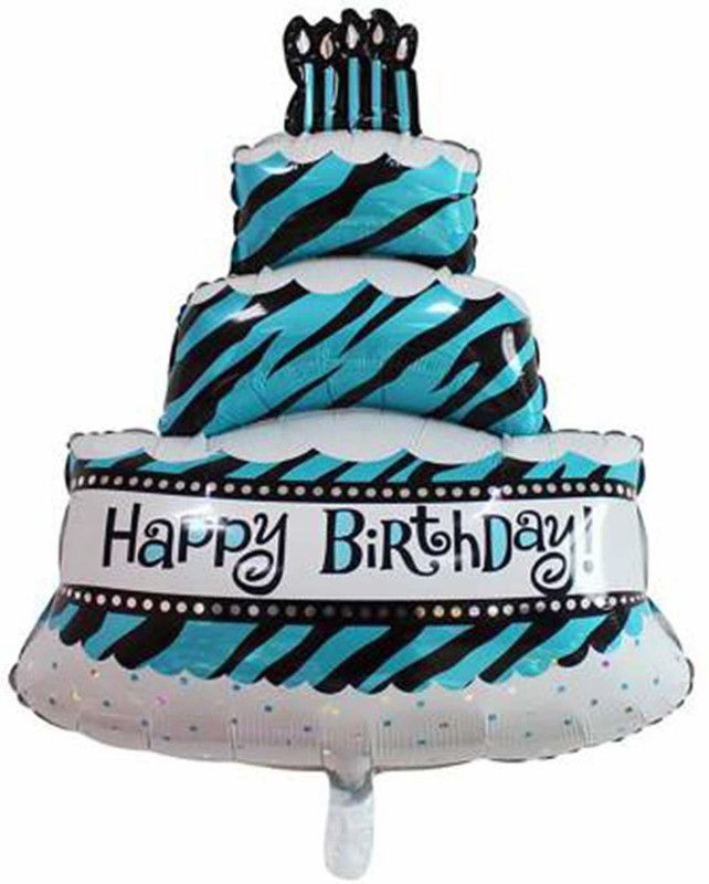 SOI Printed Mylar Foil Cake Shape Large 30 inch Balloon for Birthday Wedding Valentine's Day Engagement Party Decorations for Boys Kids Balloon  (Blue, Pack of 1)