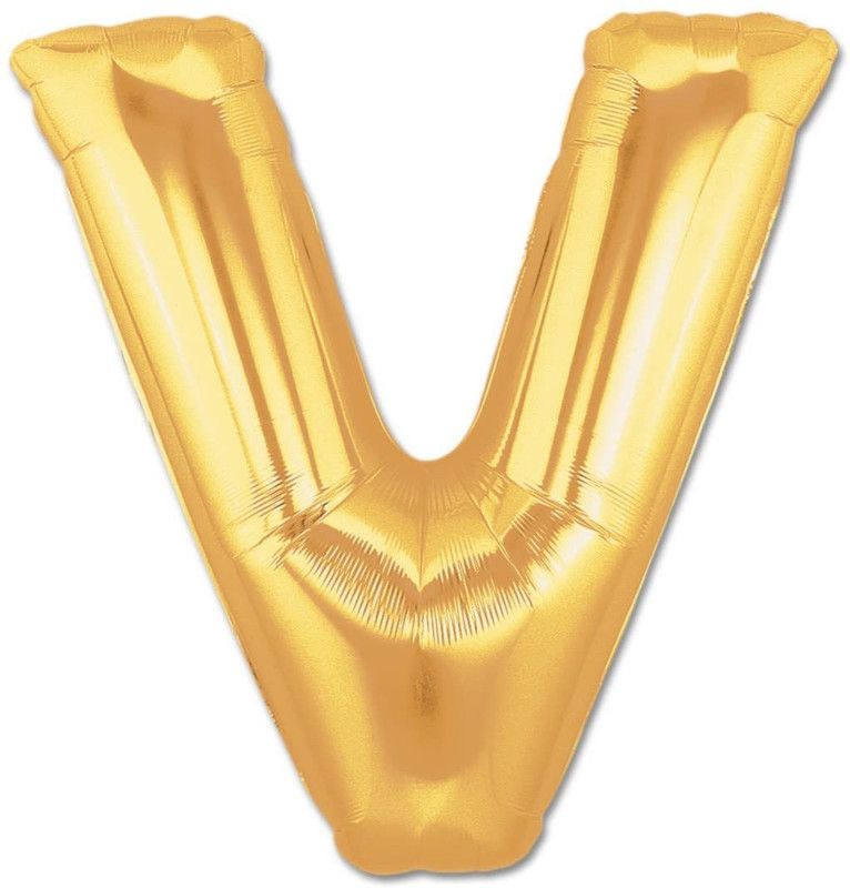 Neevaza Solid V_Baloon Letter Balloon  (Gold, Pack of 1)