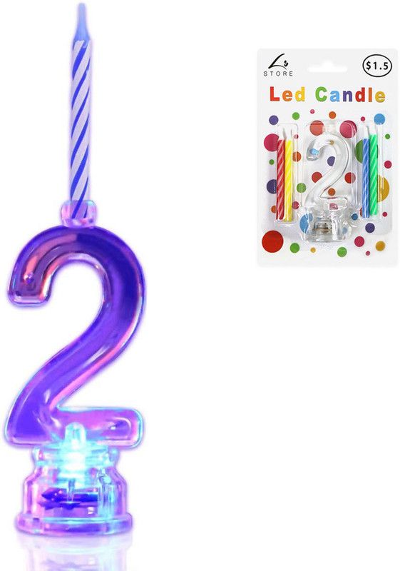 FUNCART Number 2 led Candle  (Multicolor, Pack of 1)