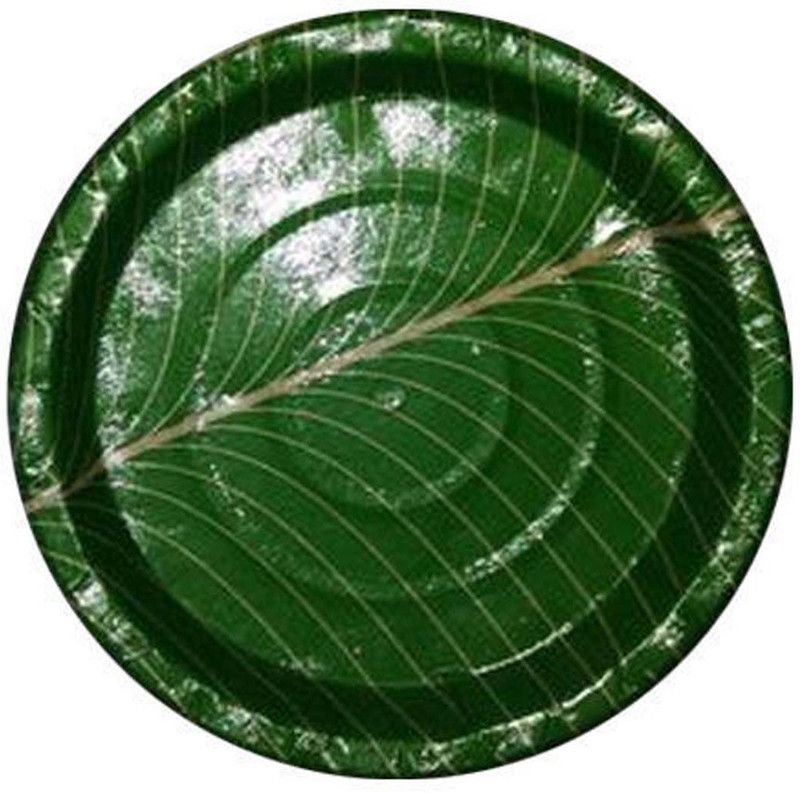 HUG ME Disposable Green Color Design Plate Set Dinner Plate  (Pack of 25)