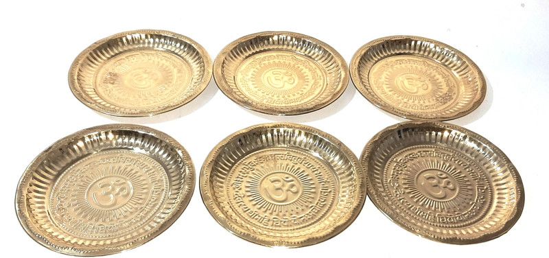 SHIBU BRASS DESIGNER 20X20(CMS)POOJA PALTE SET OF 6 Charger Plate  (Pack of 6)