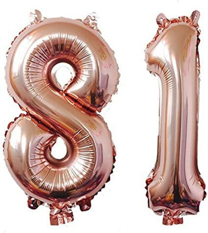 zerecord Solid '81' foil balloon decorationc Letter Balloon  (Pink, Pack of 2)