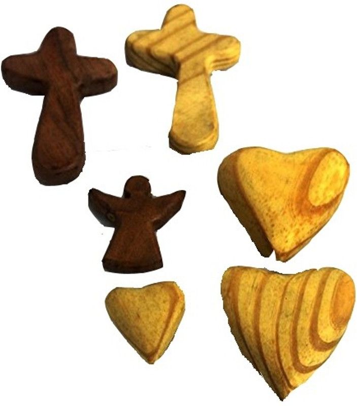 Online Art Effects Solid Mango Wood Wall Decor & Wall Hanging Ornaments Set of 6 Party Glow Ornament  (Pack of 6)