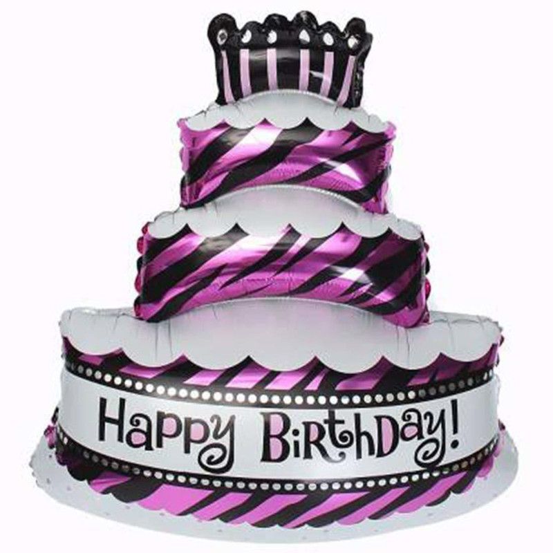 SOI Printed Mylar Foil Cake Shape Large 30 inch Balloon for Birthday Wedding Valentine's Day Engagement Party Decorations for Girls Kids Balloon  (Pink, Pack of 1)