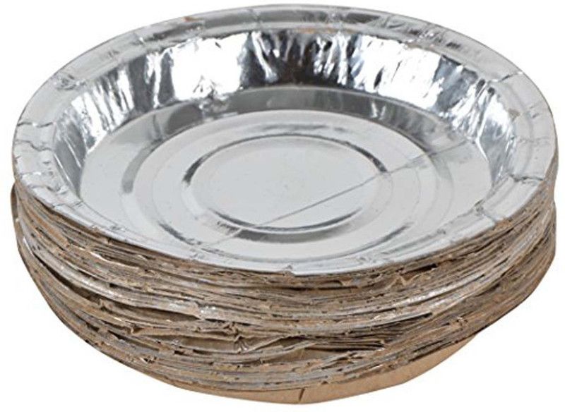 HUG ME Disposable Silver Lunch Plate Dinner Plate  (Pack of 25)
