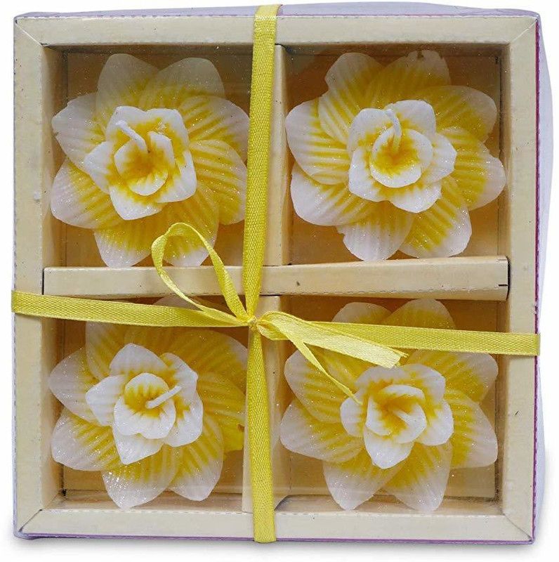 Twixxle VXI®-317-QSW-Set of 4 Flower Shape Floating Candles for Diwali Gift Christmas Home Decoration Candle  (Multicolor, Pack of 4)