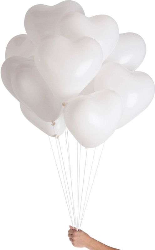 ShikharRetails Solid WhiteHeartBalloon(50pc) Balloon  (Multicolor, Pack of 50)