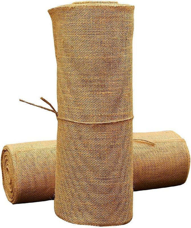RKY Brown Burlap Table Runner | Shelf Liner | Fabric Rolls one Sided Laminated Waterproof Jute Burlap Runner for Weddings Home Decorations & Crafts (30CM X 2M)