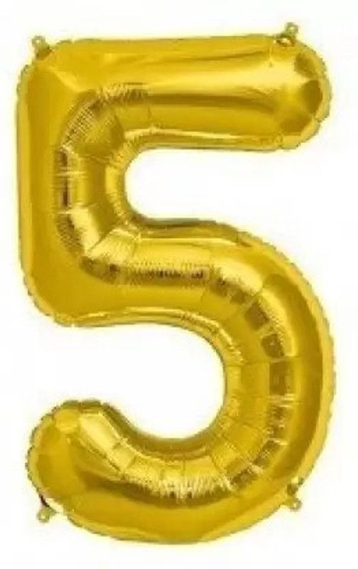 Loja collection Solid Numeric No 5 Foil Balloon For Birthday /Anniversary Or special Occasion Balloon  (Gold, Pack of 1)