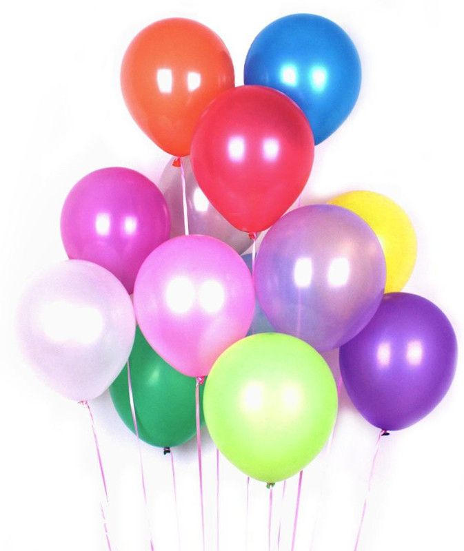 PartyballoonsHK Solid Metallic Multi color 9 Inches thicken Wedding Party Baby Shower Christmas Birthday Carnival Party Decoration Balloon  (Multicolor, Pack of 100)