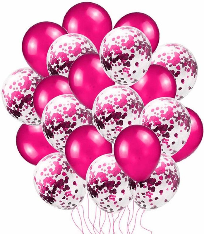 Vihira Printed Confette_Dark Pink-Set of 30 Balloon  (Pink, Pack of 30)