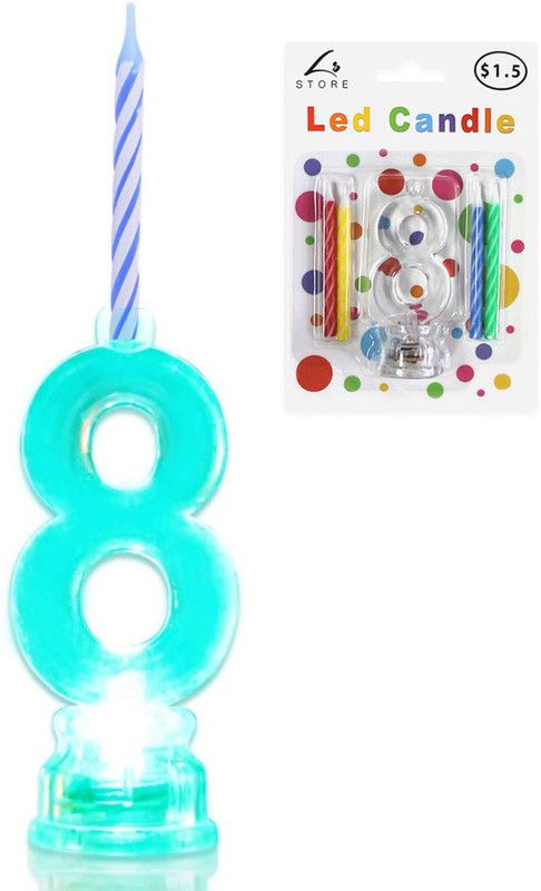 FUNCART Number 8 led Candle  (Multicolor, Pack of 1)
