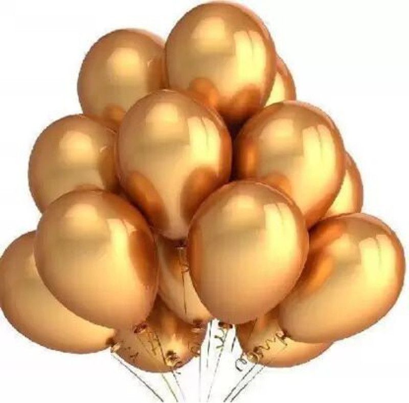 Loja collection Solid Metallic Golden Party decoration Pack Of 50 Balloon  (Gold, Pack of 50)