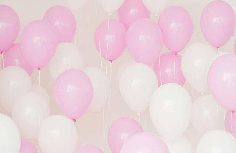 AMFIN Solid Metallic Balloons Pink and White for Birthday Decoration Balloon  (Pink, White, Pack of 25)