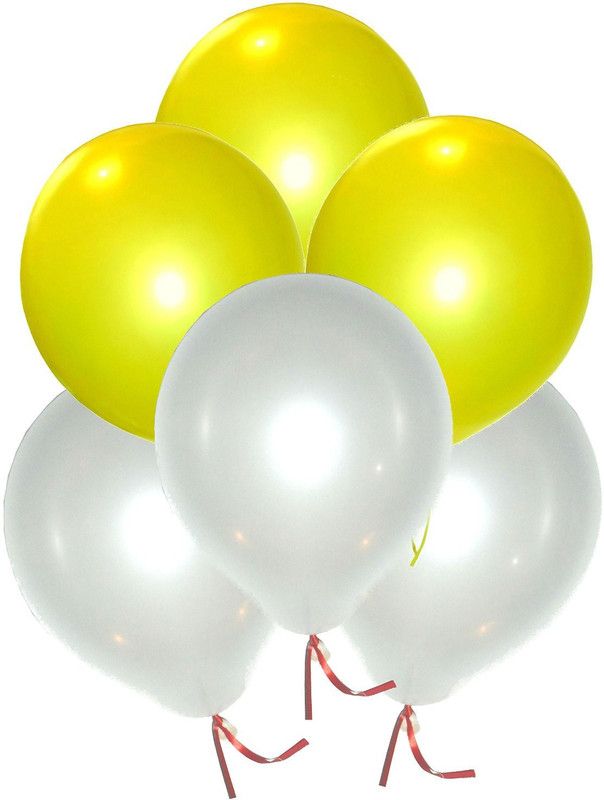 Lighter House Solid FK-617 Balloon  (Yellow, White, Pack of 100)