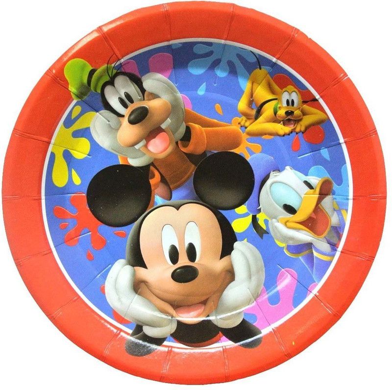 FUNCART Mickey club house paper plate size 7inches 8 pcs per pack Quarter Plate  (Pack of 8)