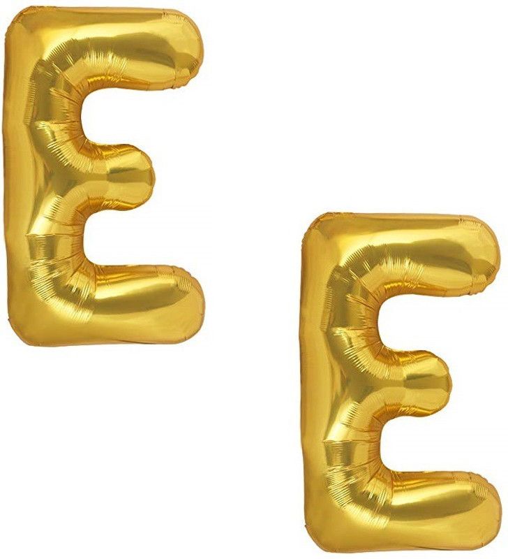 De-TechInn Solid (40.64 CM) Alphabets (Pack Of 2) Vowels (E) Soild (Golden) Color 3D Foil Balloons For Kids Party Supplies, Birthday And Anniversary Parties Decoration And Celebration Balloon  (Gold, Pack of 2)