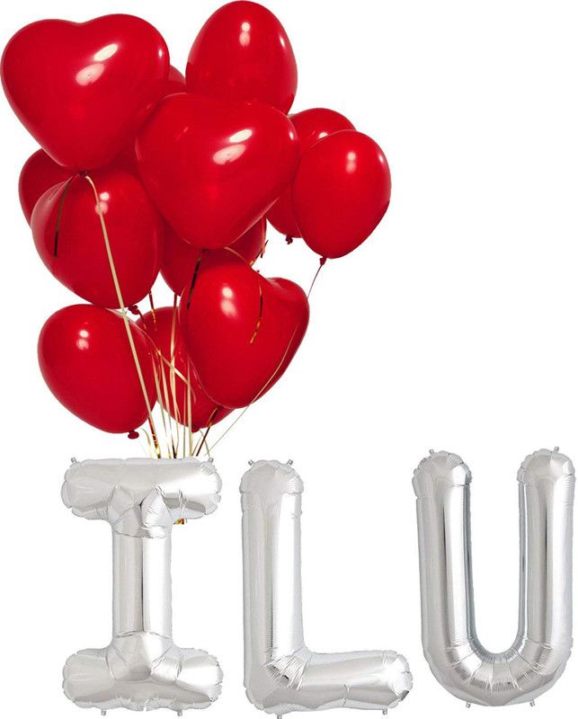 Masti Zone Printed I L U Foil Balloons Balloon  (Multicolor, Pack of 53)
