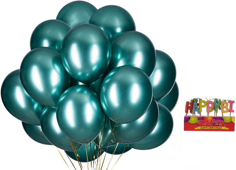 Neevaza Solid With Candles_Green_100 Balloon  (Green, Pack of 100)