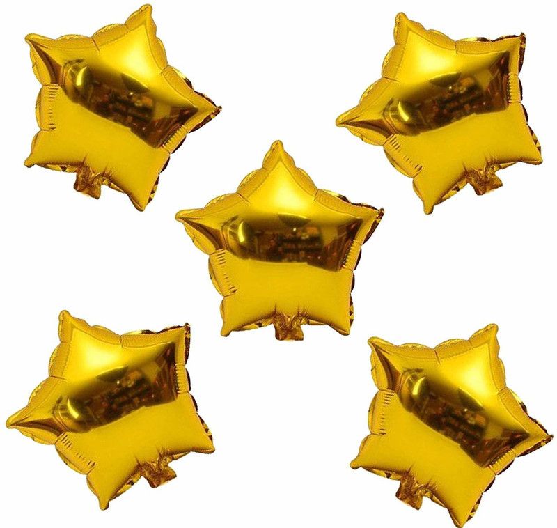 Party Propz Solid Air-Filled Foil Balloons for Decoration Balloon  (Gold, Pack of 5)