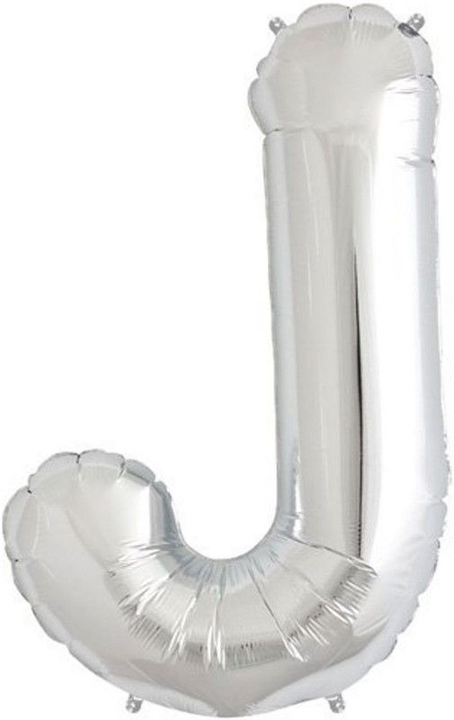 FUNCART Solid 30'' Foil Balloon Letter "J" of Alphabets - Silver Balloon  (Silver, Pack of 1)