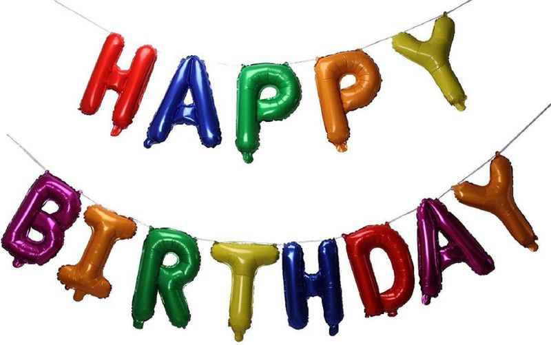 Skylofts Solid Happy Birthday Balloon Set for Birthday Party Decoration - Multicolor (Pack of 13) Letter Balloon  (Multicolor, Pack of 13)
