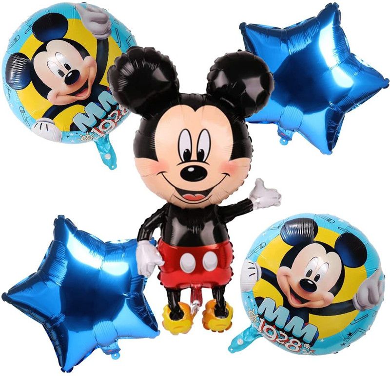 PartyballoonsHK Printed Mickey Mouse Foil Balloon Bouquet (Set of 5) Theme Party Supplies (Mickey Mouse) Balloon  (Multicolor, Pack of 5)