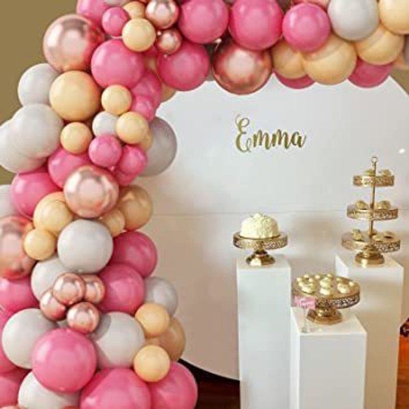 R G ACCESORIES Solid pink yellow balloon garland kit 60pcs for birthday, wedding, engagement Balloon  (Yellow, Pink, White, Pack of 60)