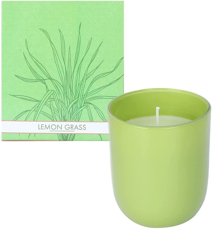 Parkash Candles Premium Scented Glass Candle (Lemon Grass) Candle  (Green, Pack of 1)