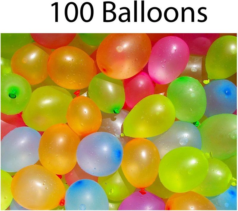 go klean Solid 100 Water balloons For Kids | Balloons For Holi festival | Non Toxic Balloon Balloon  (Multicolor, Pack of 100)