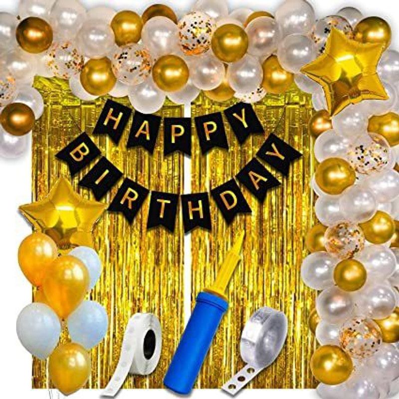 KHYALI Printed Happy Birthday Decoration For Husband Kit Combo Set - 63pcs Balloon  (Multicolor, Pack of 63)
