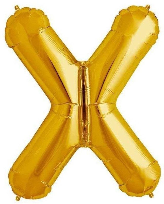 Stylewell Solid Golden Gold Color Alphabet (X) 3D Foil Letter Balloon  (Gold, Pack of 1)