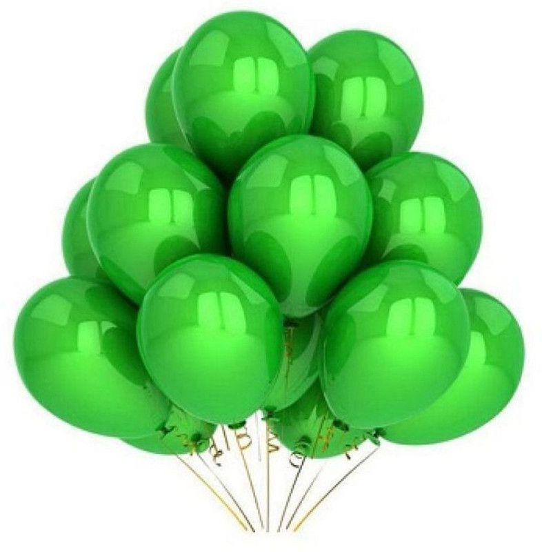 Juratical Real Store Solid Green 50 Metallic Balloons for Birthday & Anniversary Decoration kit Balloon  (Green, Pack of 50)