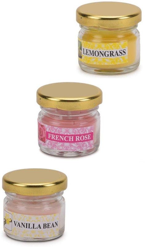 Twixxle XIX™-635-RF-Lemongrass,French Rose,Vanilla Bean Scented Jar Candles Candle  (Multicolor, Pack of 3)