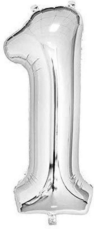 VINAYAKAMART Solid ONE Number Foil Balloon 17" Inch -silver colour Letter Balloon  (Silver, Pack of 1)